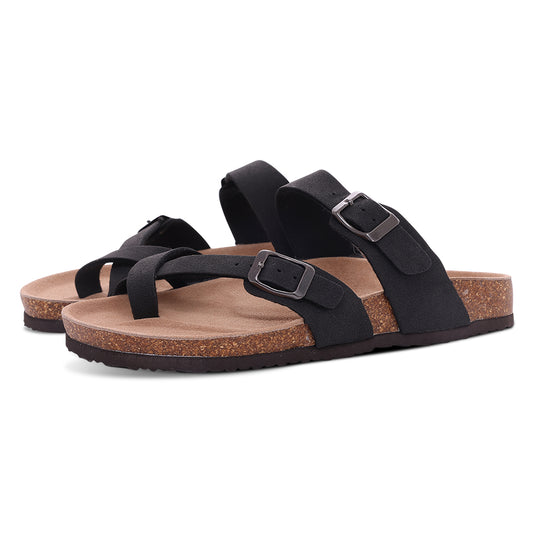 sandalias planas cuero mujer corcho verano playa cómodas