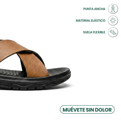 Sandalias Tiras Cruzadas Hombre | Cuero Tallas Grandes 38-47