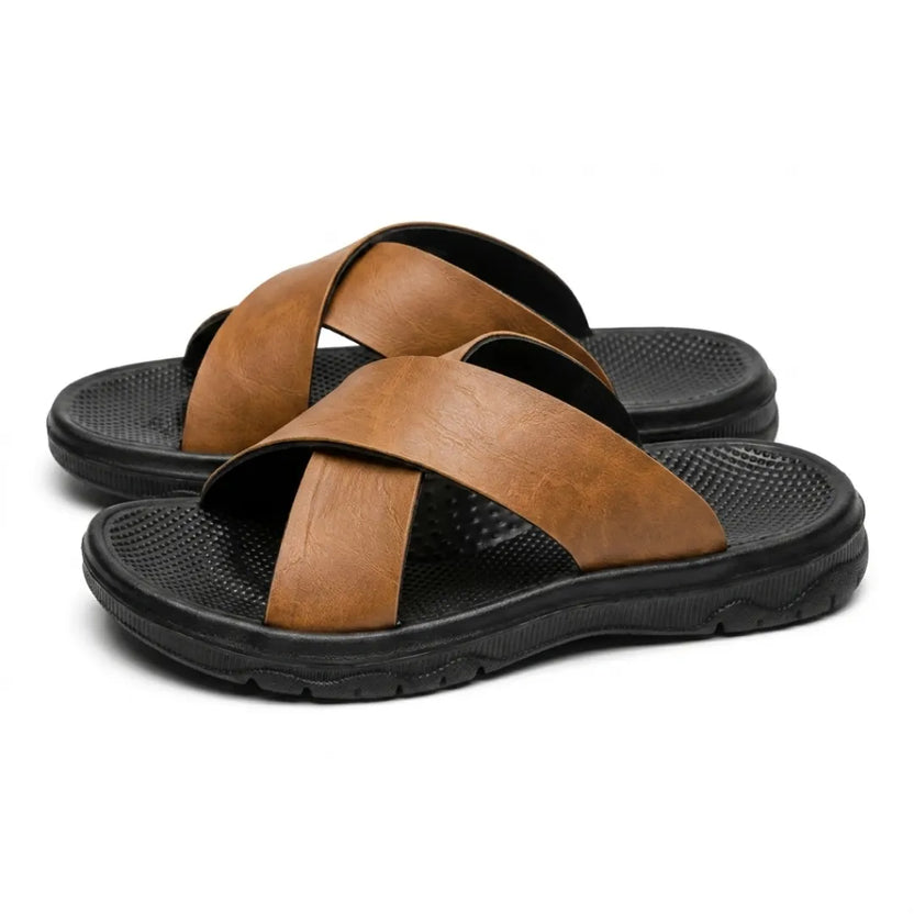 Sandalias Tiras Cruzadas Hombre | Cuero Tallas Grandes 38-47