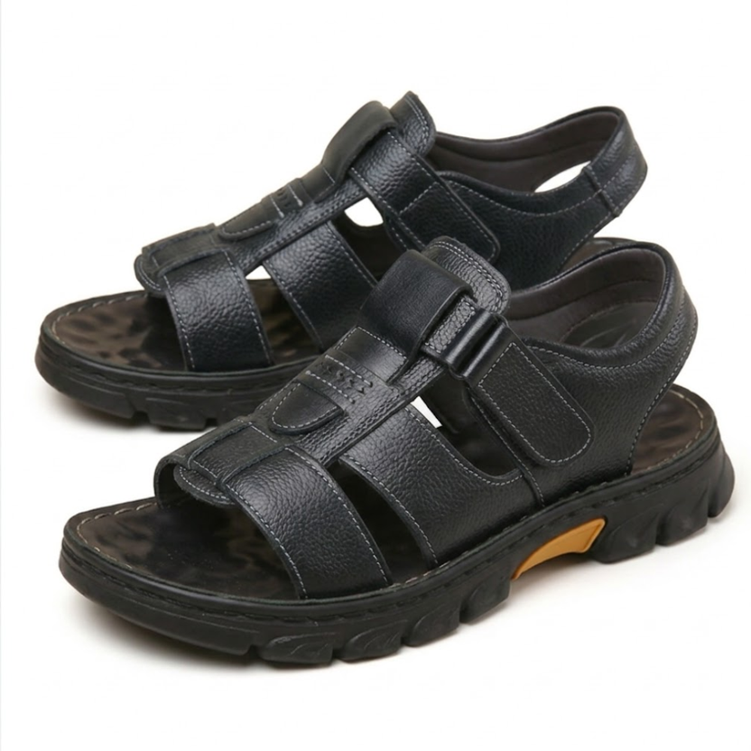 Sandalias Piel Hombre Velcro | Cuero Antideslizantes