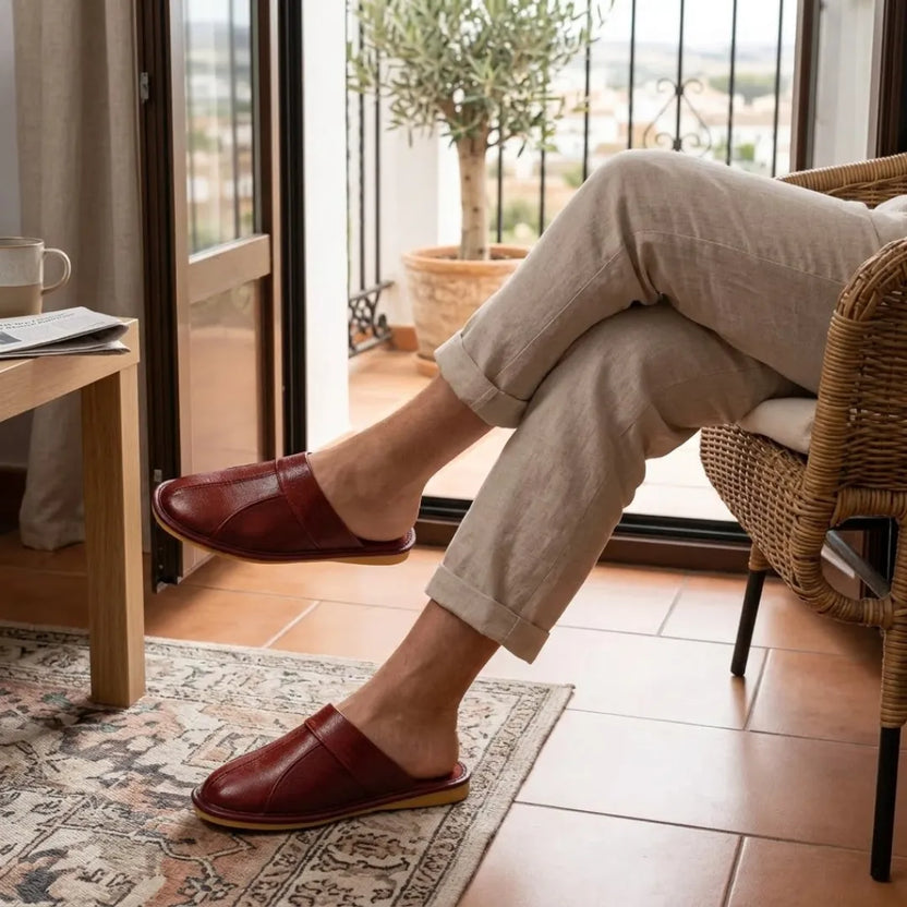 Sandalias Casa Cuero Hombre | Piel Antideslizantes Cómodas