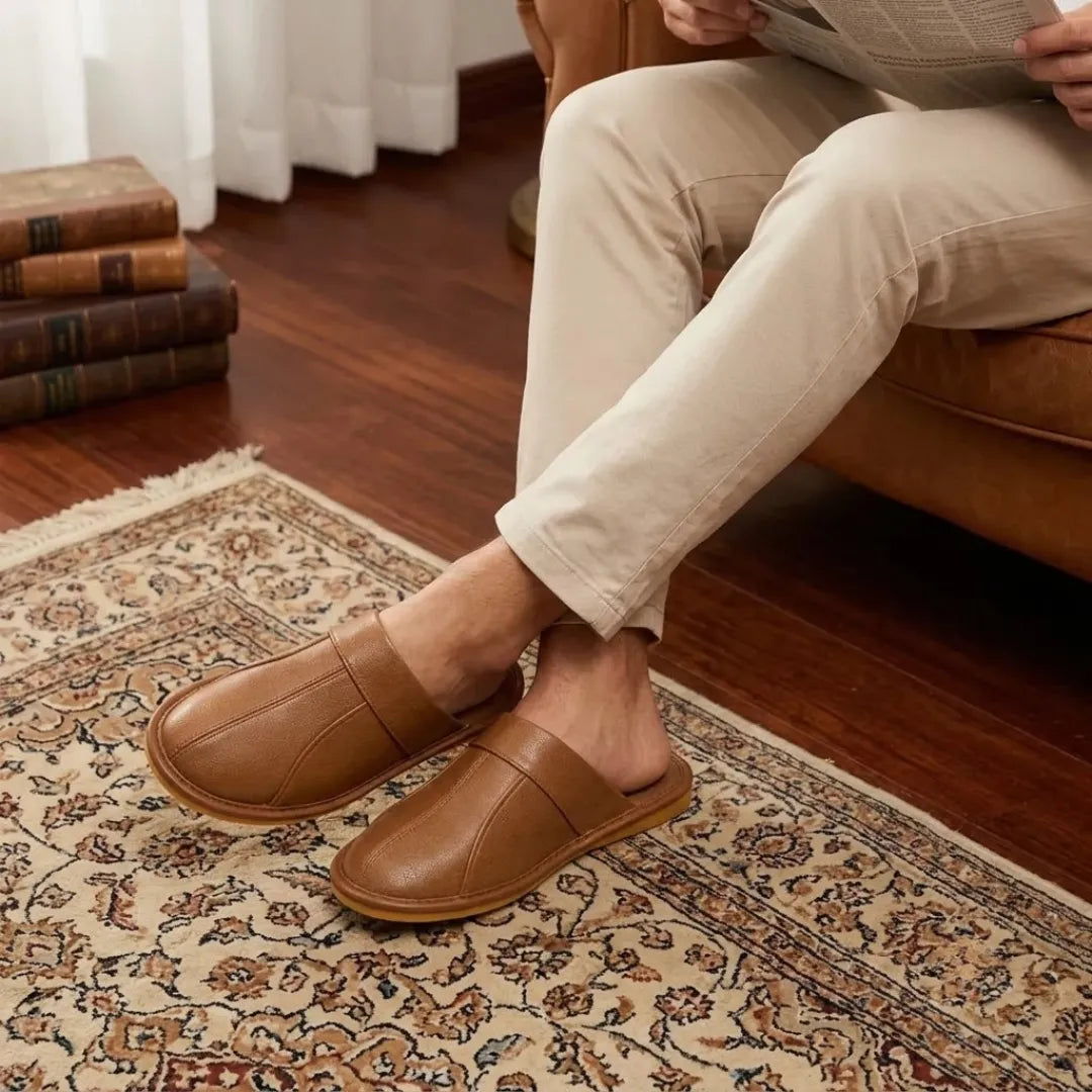 Sandalias Casa Cuero Hombre | Piel Antideslizantes Cómodas