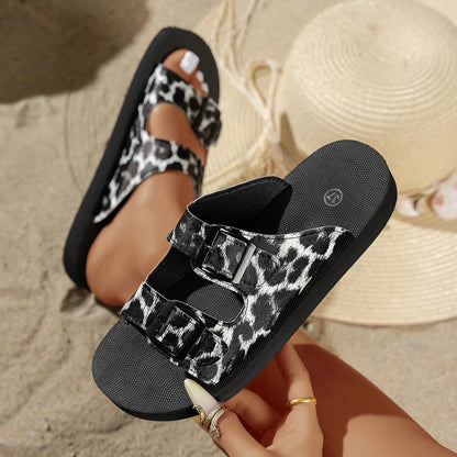 Sandalias de Plataforma Animal Print Mujer