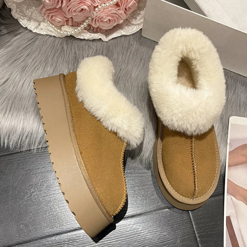 botines con plataforma y pelo
