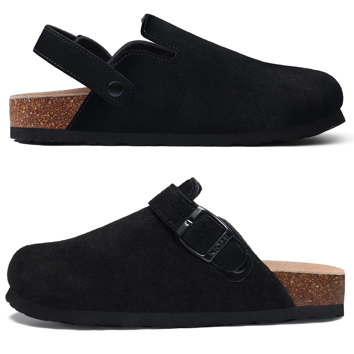 Mules en cuir avec support de voûte plantaire, pantoufles d'extérieur