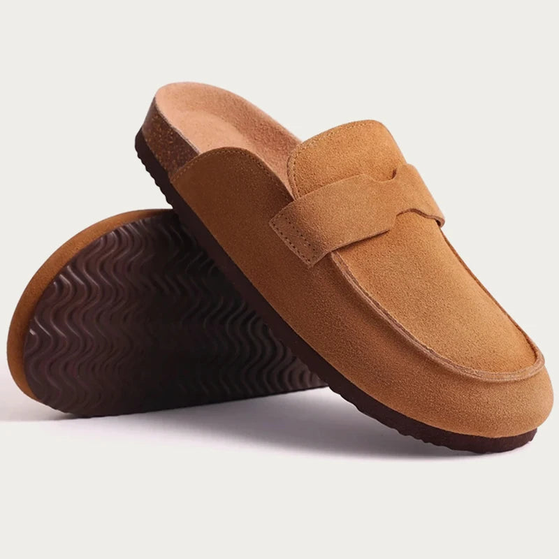 Zuecos Ante Hombre | Gamuza Corcho Sin Talón Verano