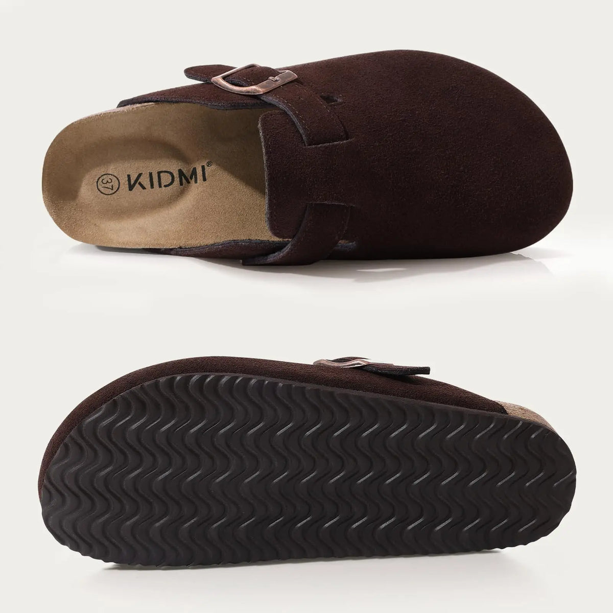 Mules en cuir avec support de voûte plantaire, pantoufles d'extérieur