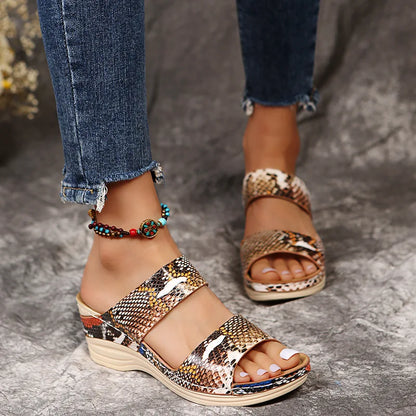 Sandalias Cuña Animal Print