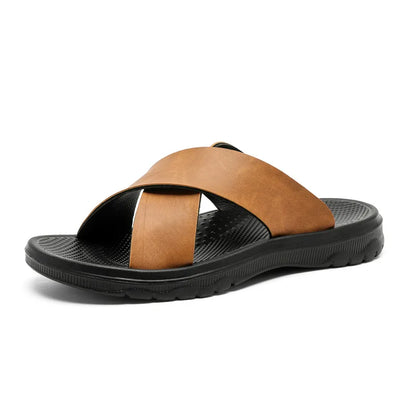 Sandalias Tiras Cruzadas Hombre | Cuero Tallas Grandes 38-47