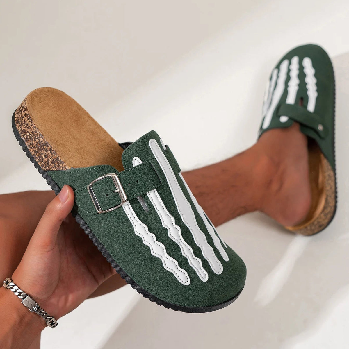 Zuecos Hombre Estampado Esqueleto | Hebilla Antideslizante