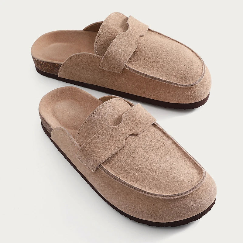 Zuecos Ante Hombre | Gamuza Corcho Sin Talón Verano
