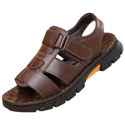 Sandalias Piel Hombre Velcro | Cuero Antideslizantes