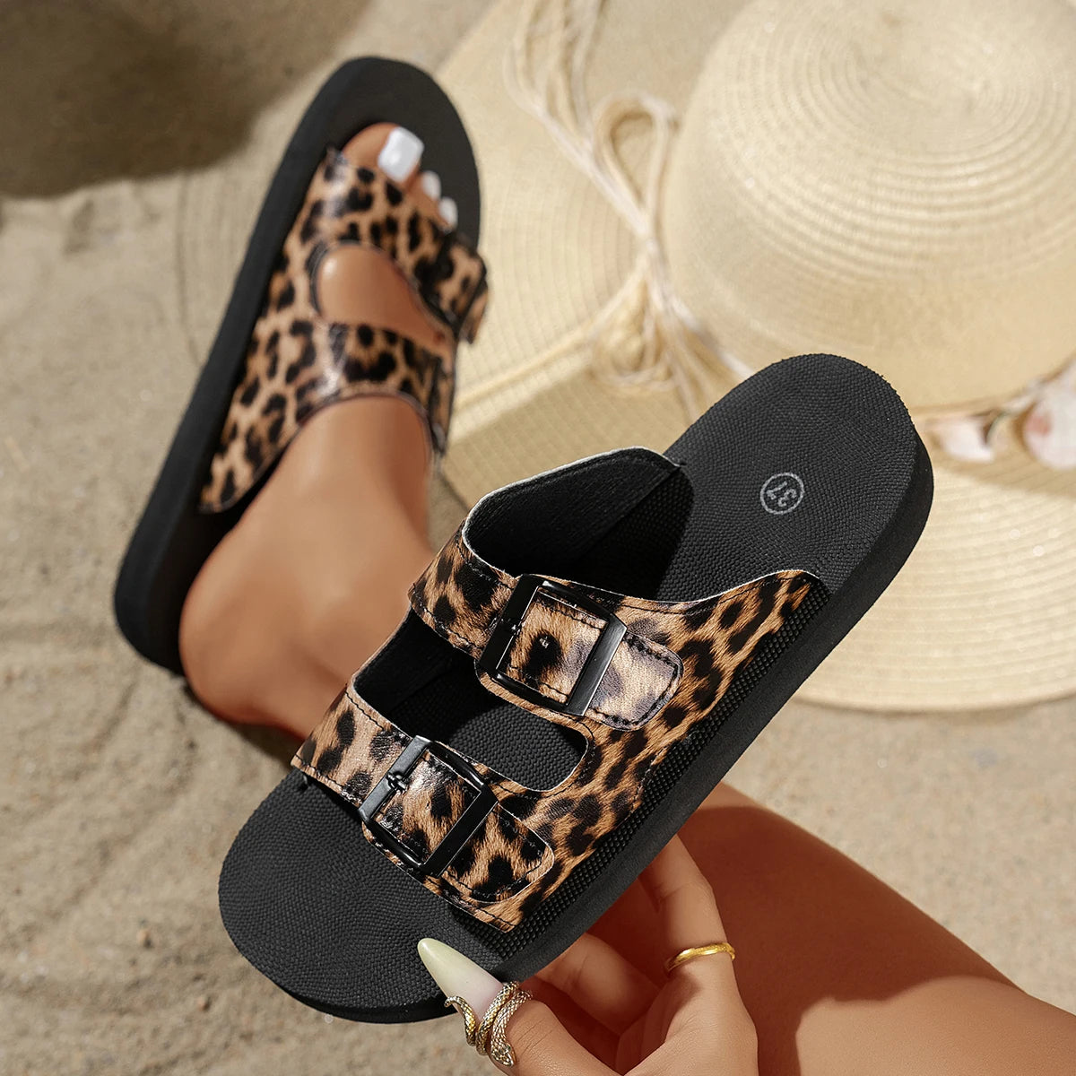 Sandalias de Plataforma Animal Print Mujer