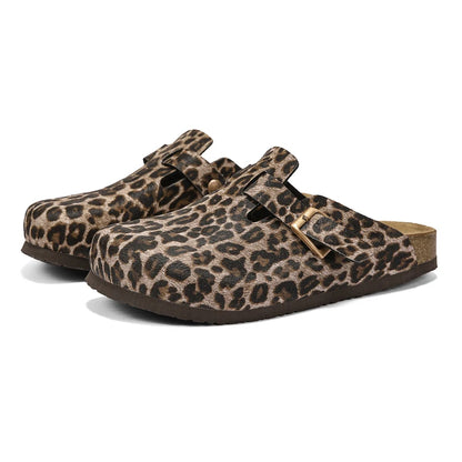 Zuecos Corcho Leopardo Hombre | Mules Sin Talón Verano