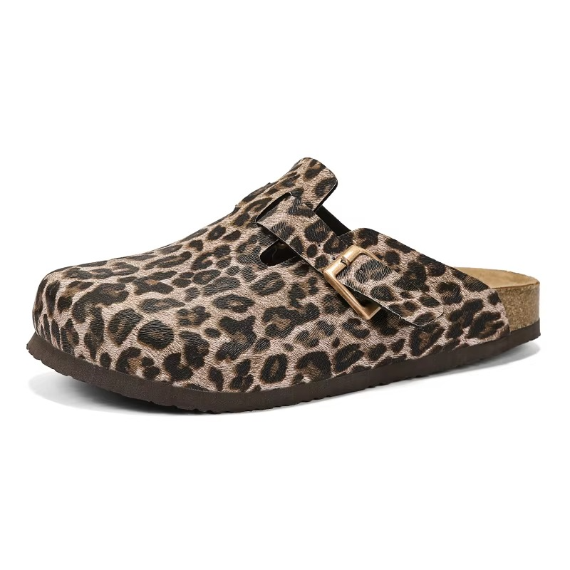 Zuecos Corcho Leopardo Hombre | Mules Sin Talón Verano