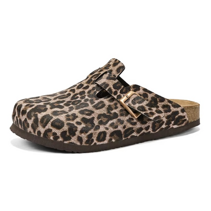 Zuecos Corcho Leopardo Hombre | Mules Sin Talón Verano
