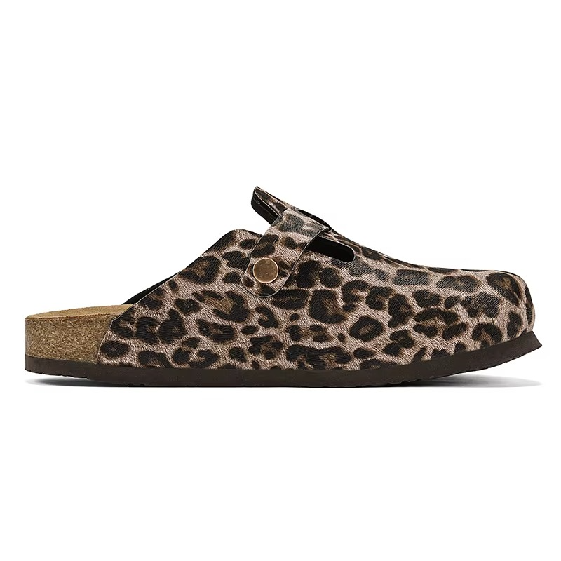 Zuecos Corcho Leopardo Hombre | Mules Sin Talón Verano
