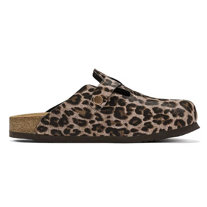 Zuecos Corcho Leopardo Hombre | Mules Sin Talón Verano
