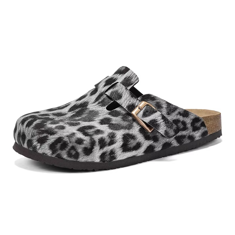 Zuecos Corcho Leopardo Hombre | Mules Sin Talón Verano