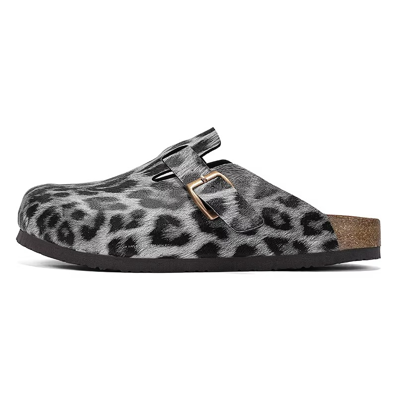 Zuecos Corcho Leopardo Hombre | Mules Sin Talón Verano