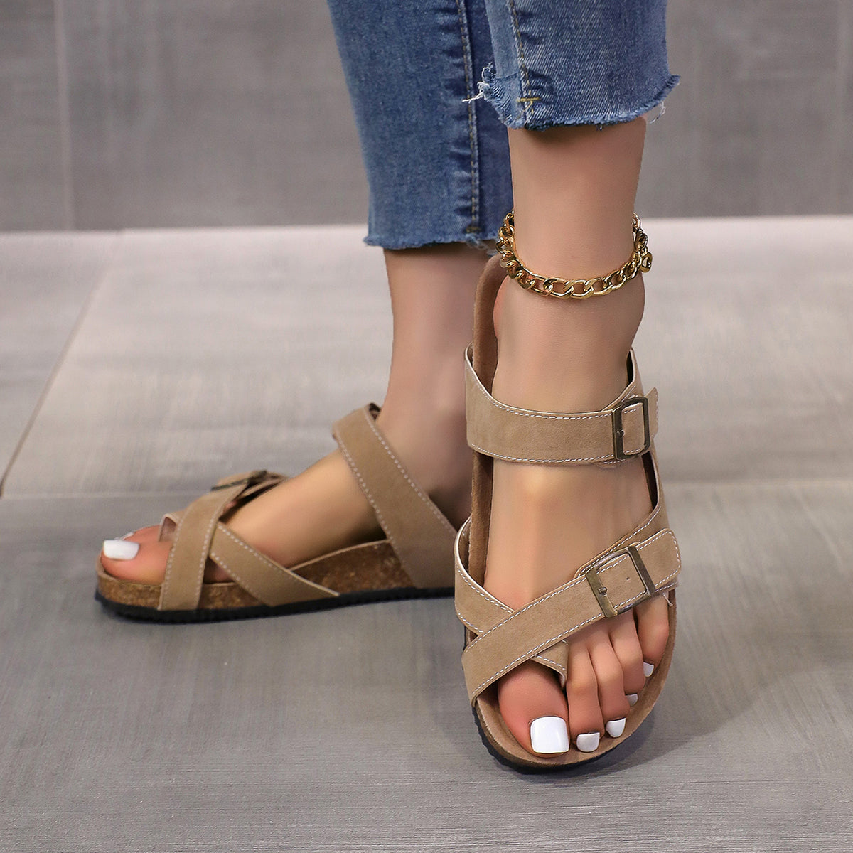 Women's Flat Leather Sandals