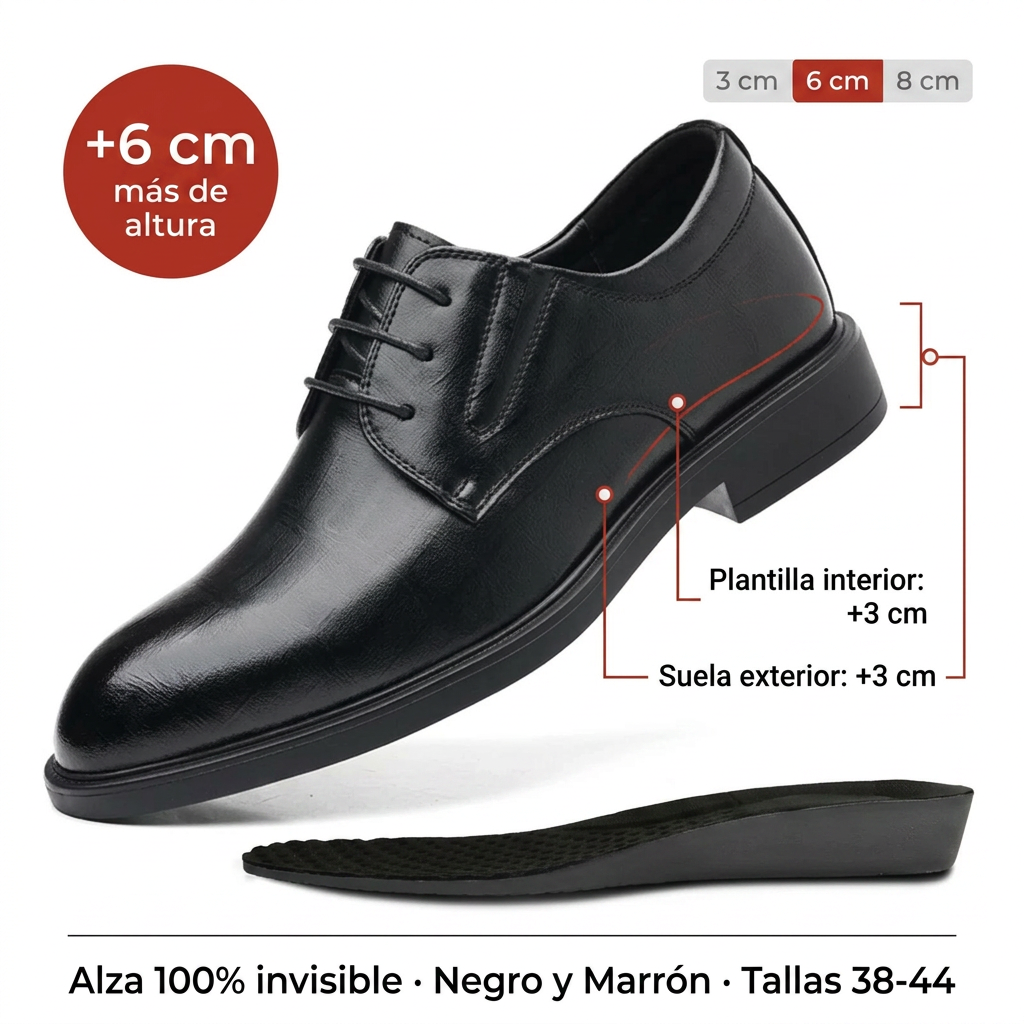 Zapatos con Alza Invisible Hombre | 3, 6 y 8 cm