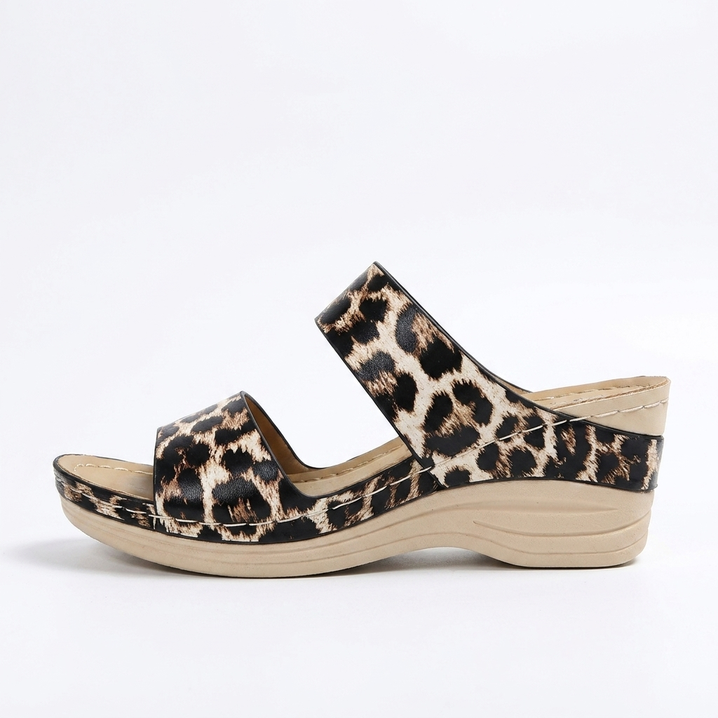 Sandalias cuña animal print - perfil