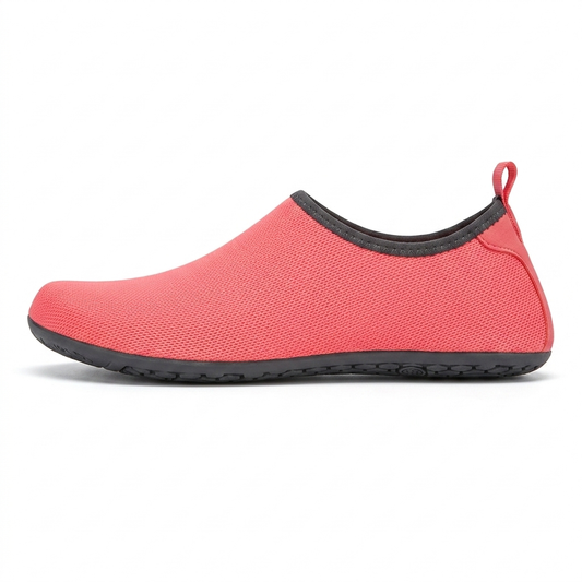 Escarpines de mujer en coral con suela antideslizante, vista lateral