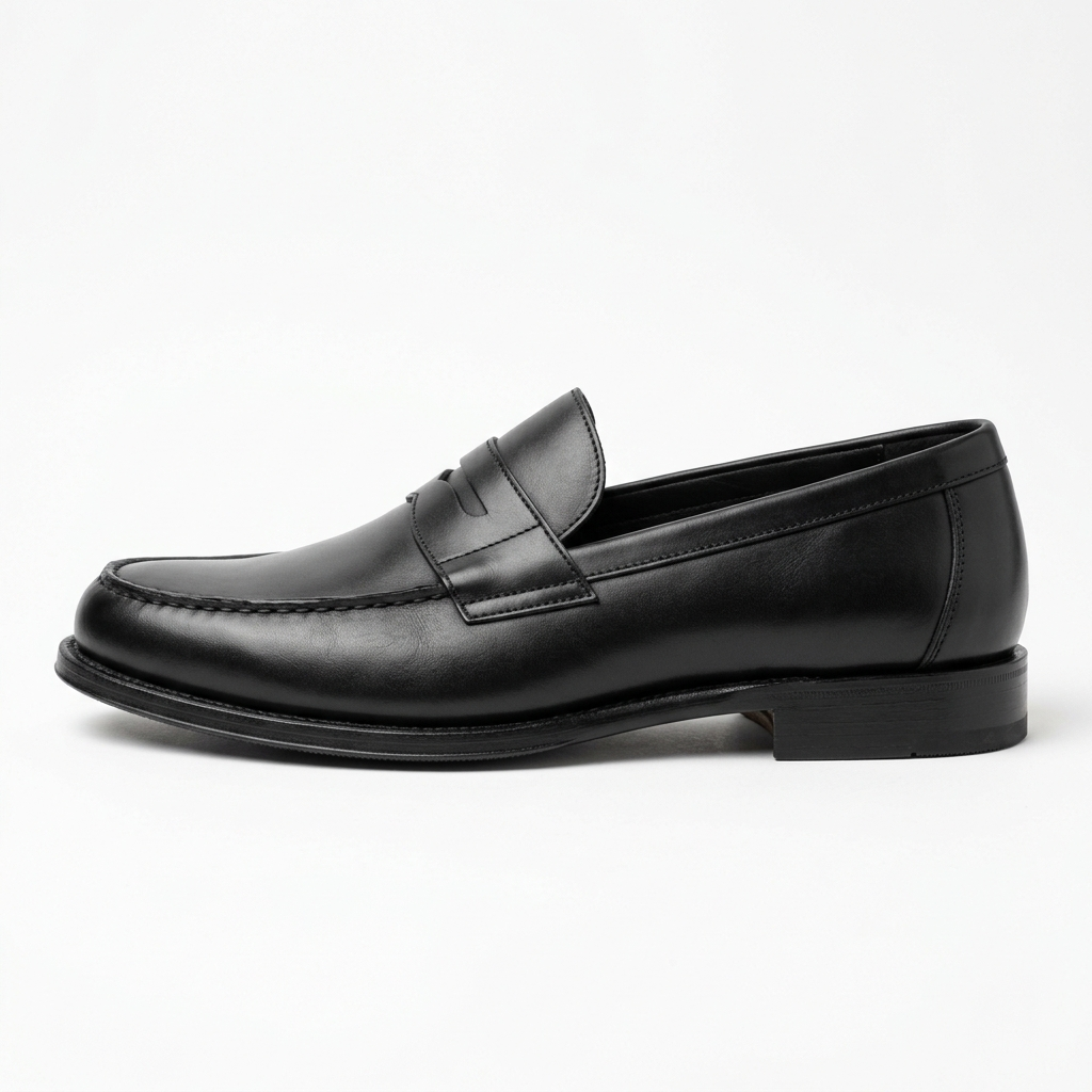 Mocasín de hombre de piel en negro, vista lateral