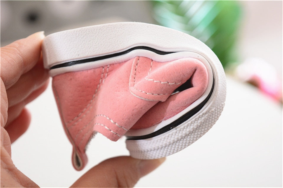 zapatos bebe estilo vans rosa flexibles suela goma