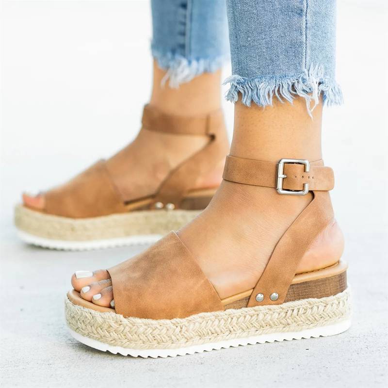 sandalias romanas mujer plataforma verano cómodas negras