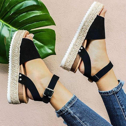 sandalias negras plataforma mujer verano antideslizantes