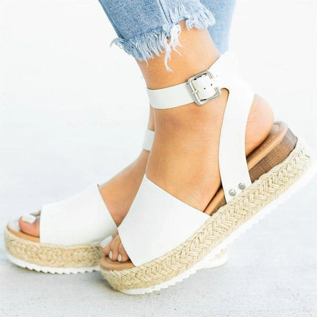 sandalias romanas plataforma mujer verano cómodas doradas