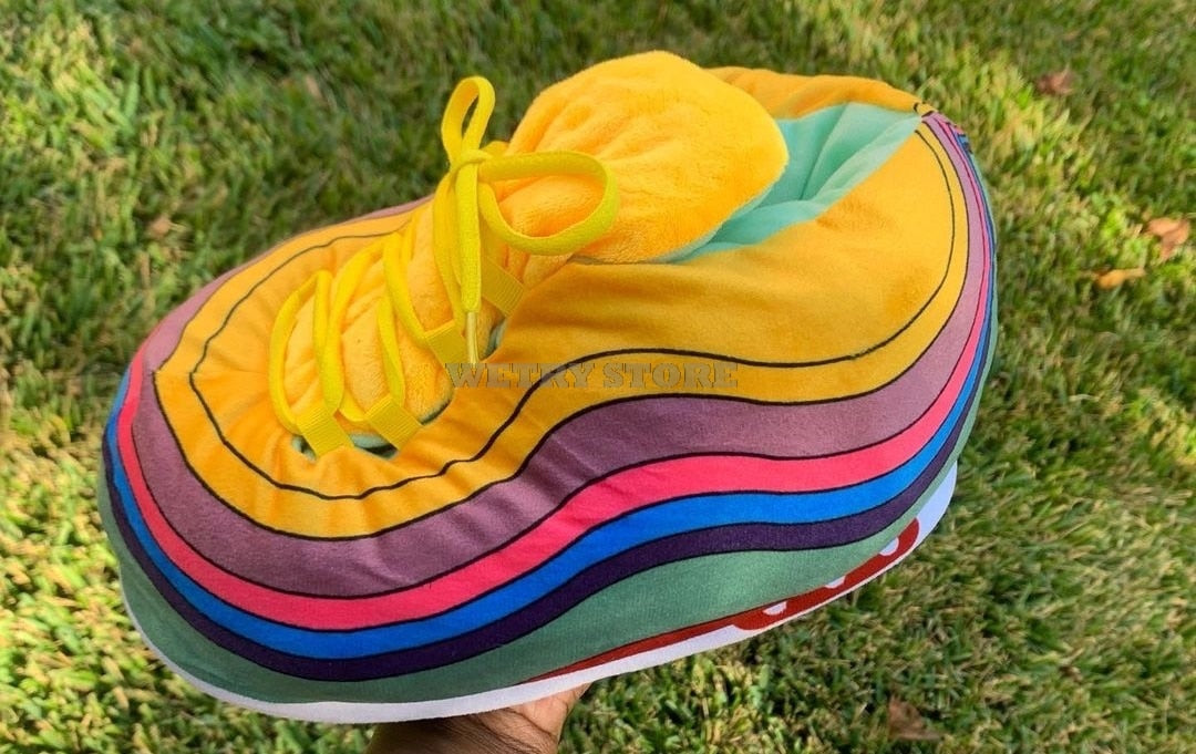 pantuflas air max 97 casa rosa amarillo arcoíris