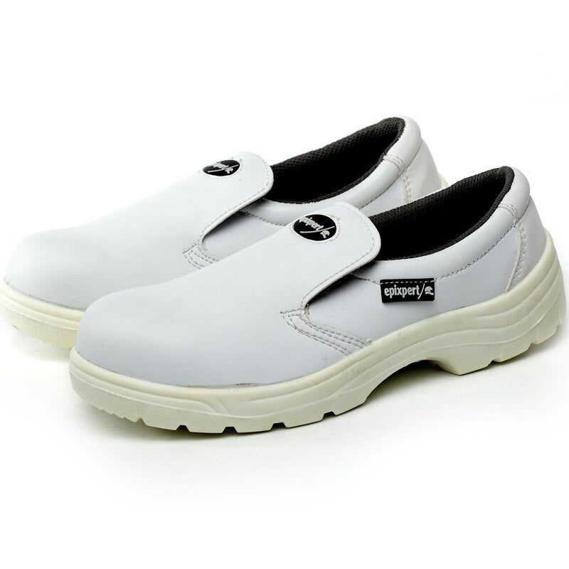 zapatos seguridad blancos punta acero cierre velcro hombre