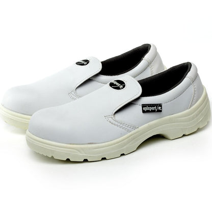 zapatos seguridad blancos punta acero cierre velcro hombre