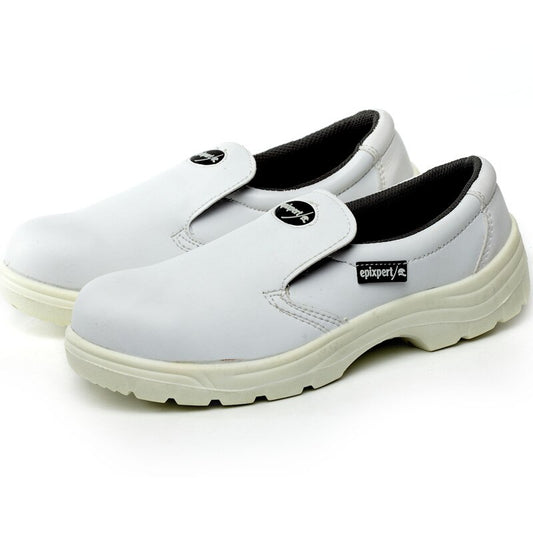 zapatos seguridad blancos punta acero cierre velcro hombre